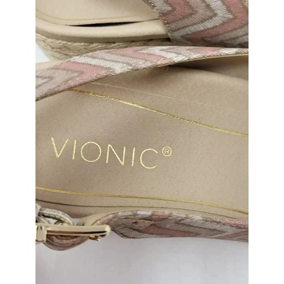 Vionic Aruba Coralina dusty pink Chevron Espadrille Wedge Comfort Shoes size 10 - Picture 5 of 8